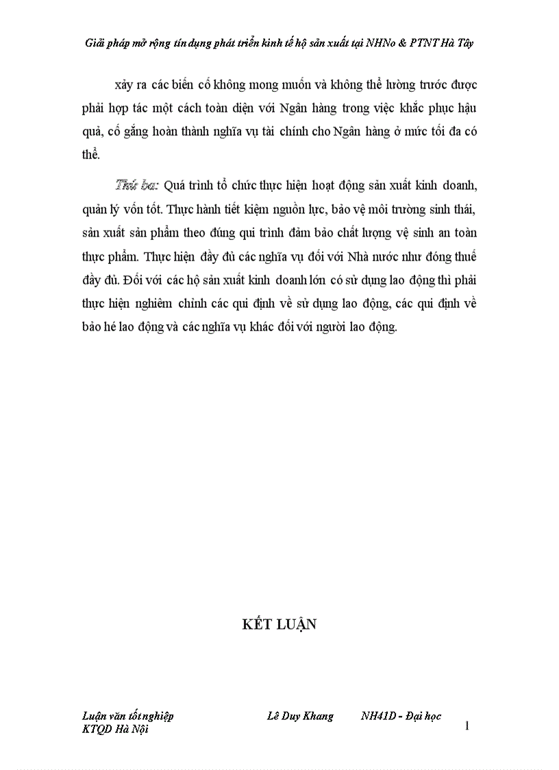 image for page Giải pháp mở rộng tín dụng phát triển kinh tế hộ sản xuất tại NHNo PTNT Hà Tây