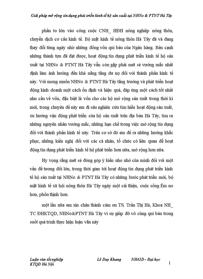 image for page Giải pháp mở rộng tín dụng phát triển kinh tế hộ sản xuất tại NHNo PTNT Hà Tây