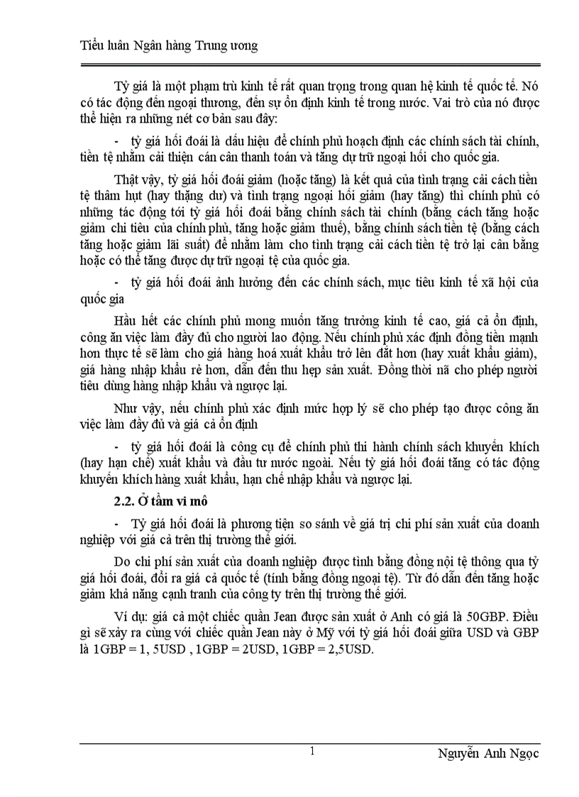 Chính sách tỷ giá ở Việt Nam thực trạng và giải pháp 1