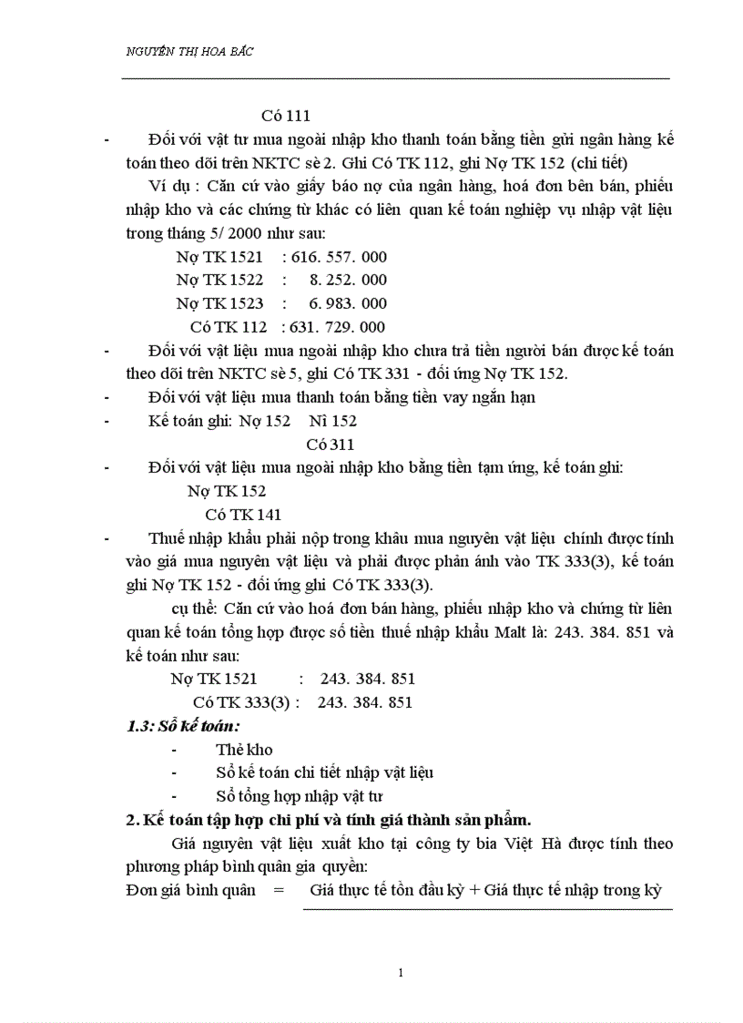image for page Báo cáo thực tập tại Công ty Bia Việt Hà