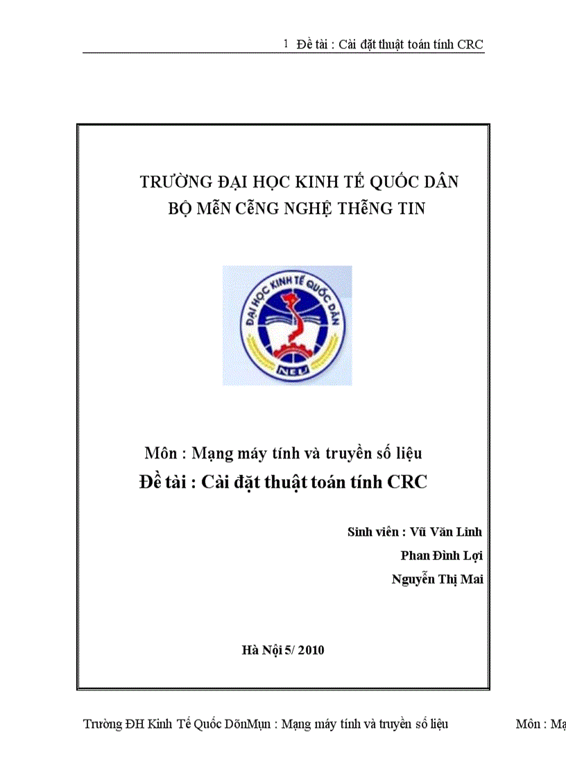 image for page Cài đặt thuật toán tính CRC 1