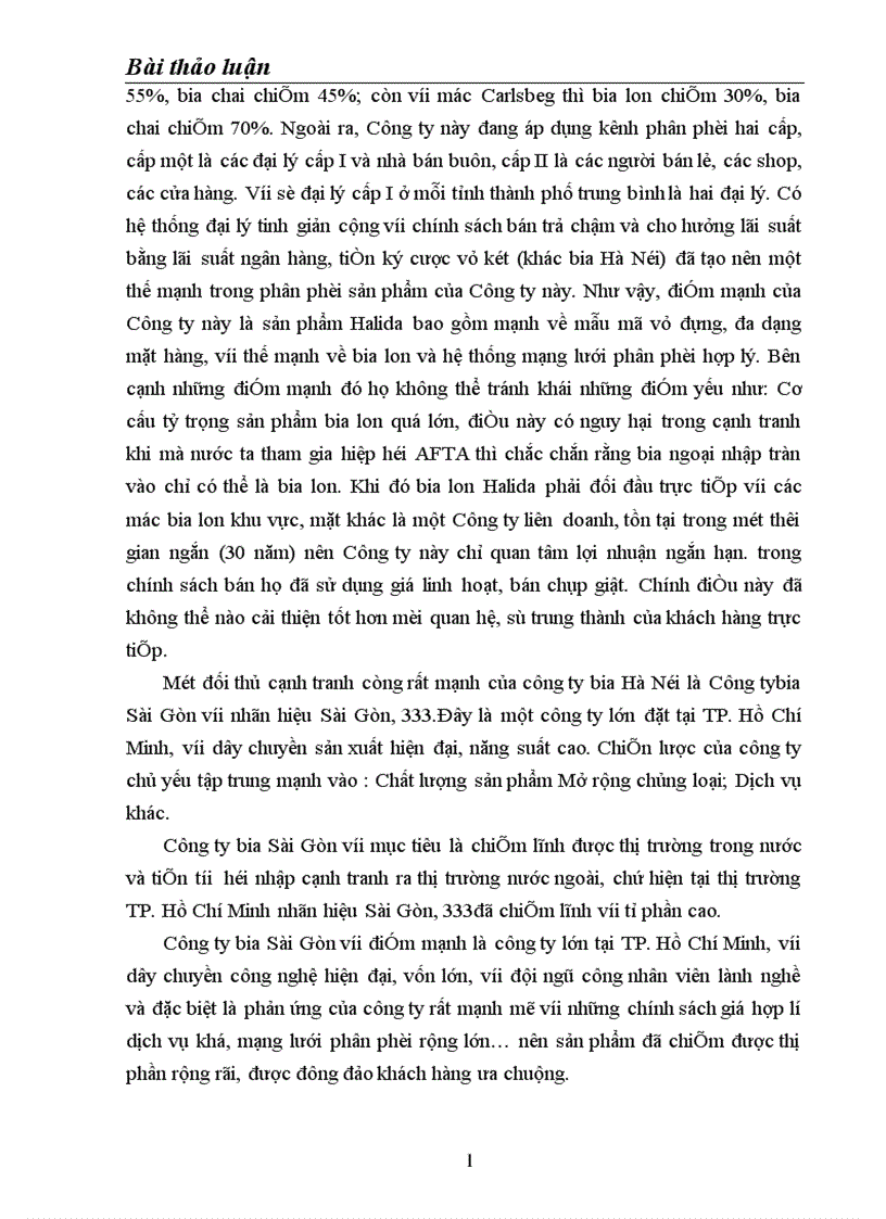 image for page Phân tích đánh giá thực trạng sản phẩm Bia Hà Nội trên thị trường Miền Bắc và một số biện pháp Marketing trong cạnh tranh của công ty Bia Hà Nội với các sản Bia phẩm cùng loại 1