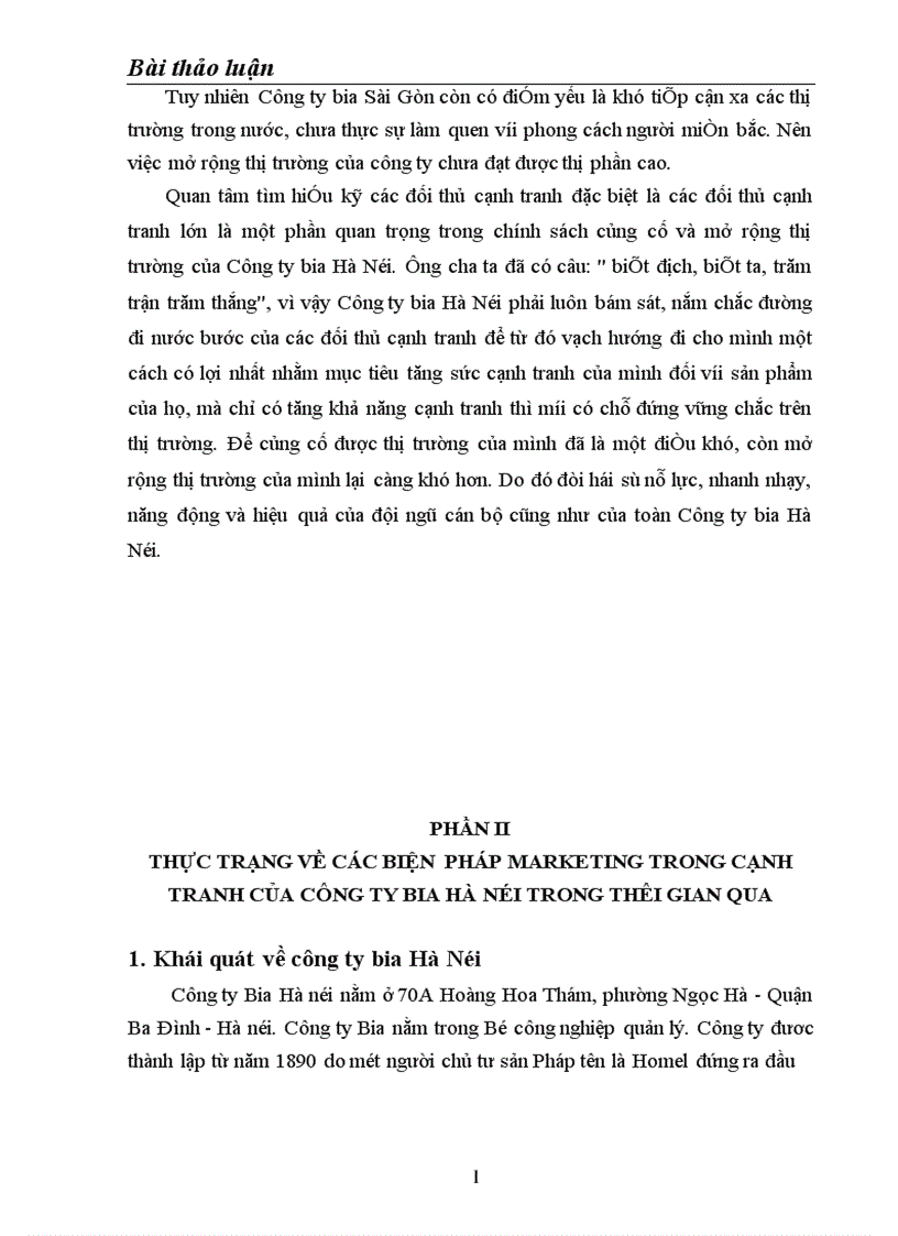 image for page Phân tích đánh giá thực trạng sản phẩm Bia Hà Nội trên thị trường Miền Bắc và một số biện pháp Marketing trong cạnh tranh của công ty Bia Hà Nội với các sản Bia phẩm cùng loại 1