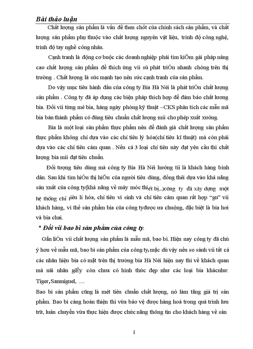 image for page Phân tích đánh giá thực trạng sản phẩm Bia Hà Nội trên thị trường Miền Bắc và một số biện pháp Marketing trong cạnh tranh của công ty Bia Hà Nội với các sản Bia phẩm cùng loại 1