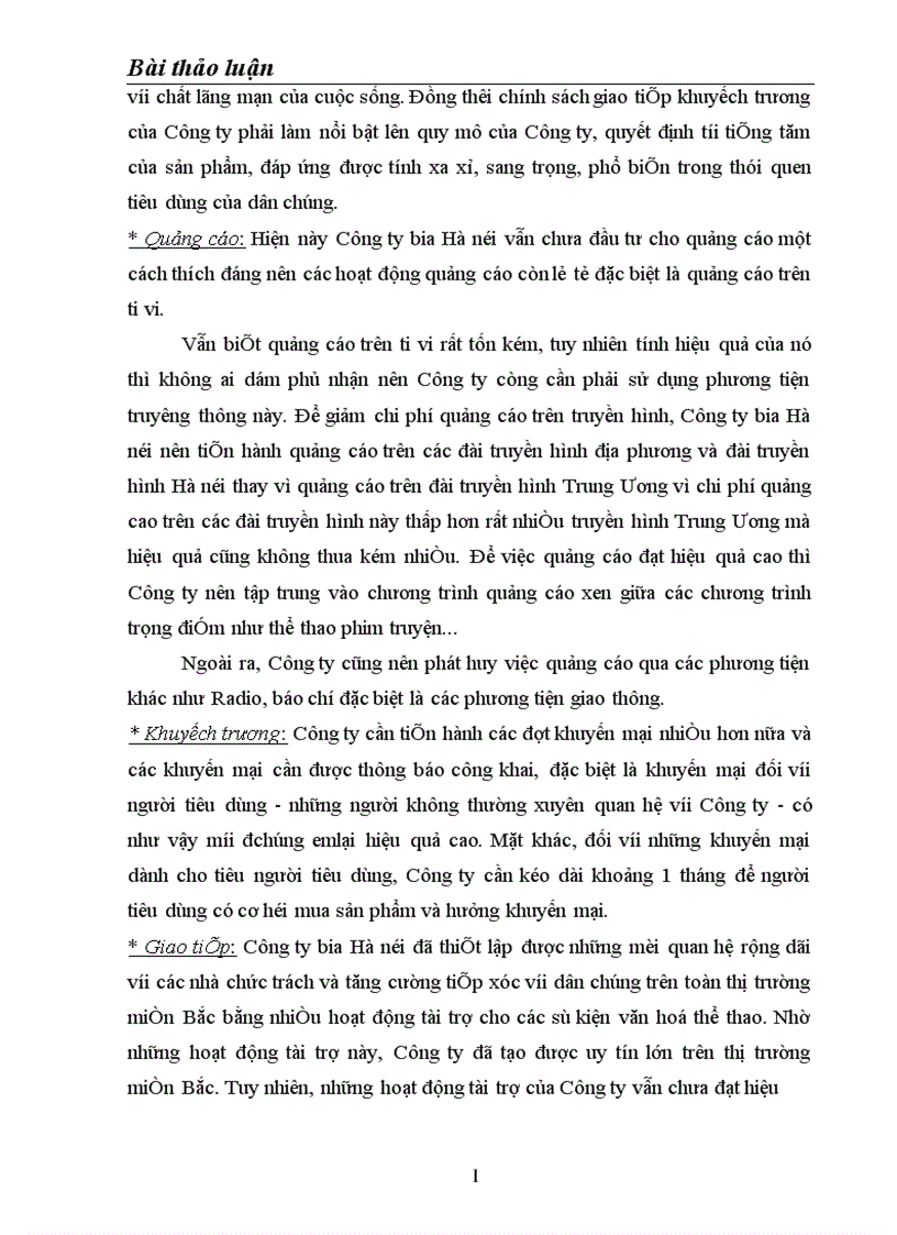 image for page Phân tích đánh giá thực trạng sản phẩm Bia Hà Nội trên thị trường Miền Bắc và một số biện pháp Marketing trong cạnh tranh của công ty Bia Hà Nội với các sản Bia phẩm cùng loại 1