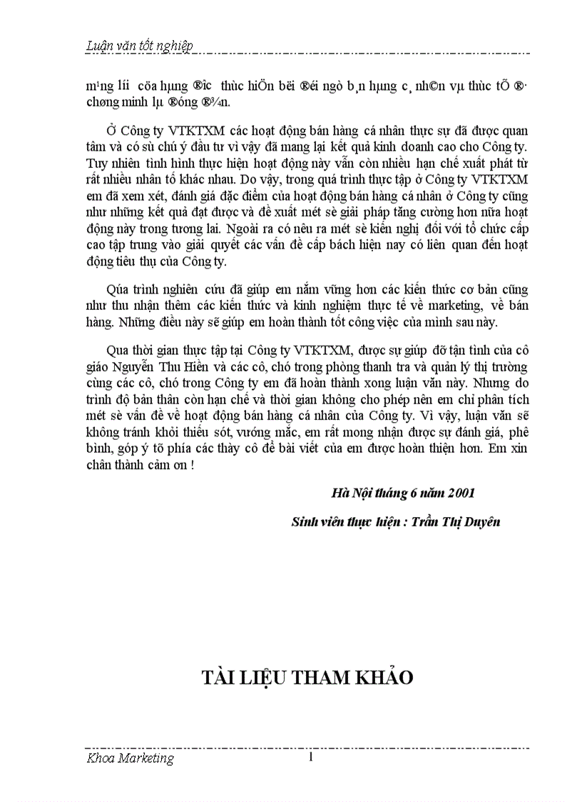 image for page Đẩy mạnh bán hàng cá nhân trong hoạt động tiêu thụ ở Công ty VTKTXM 1