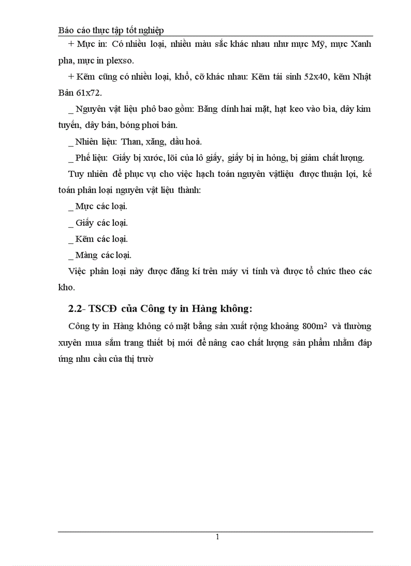 image for page Báo cáo thực tập tổng hợp của Công ty in Hàng Không 1