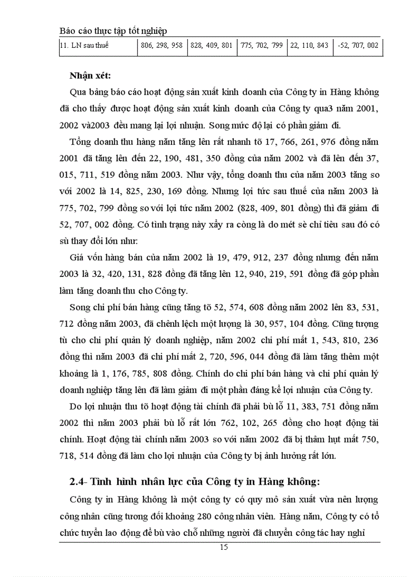 image for page Báo cáo thực tập tổng hợp của Công ty in Hàng Không 1