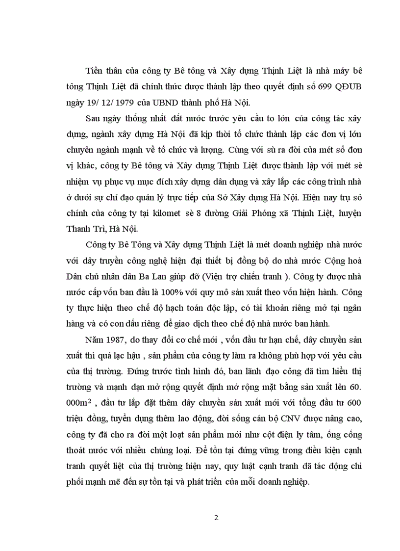 Báo cáo thực tập tổng hợp của công ty bê tông và xây dựng thịnh liệt