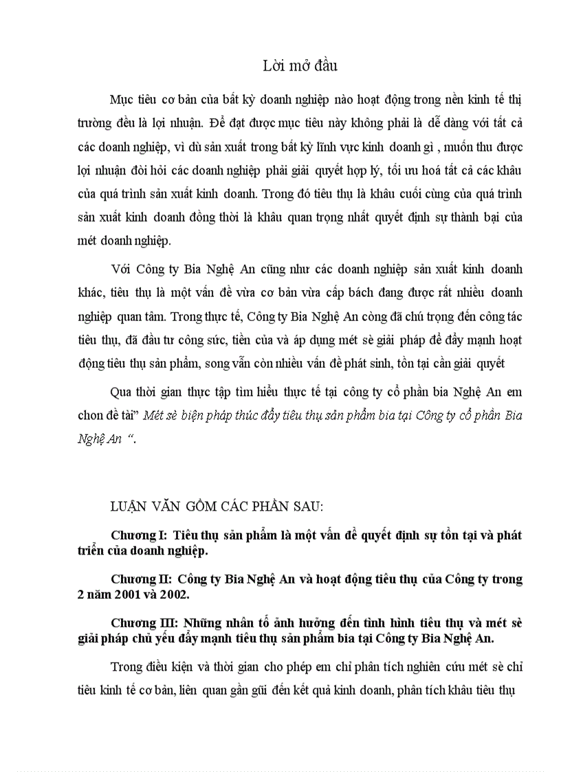 image for page Một số biện pháp thúc đẩy tiêu thụ sản phẩm bia tại Công ty cổ phần Bia Nghệ An 1