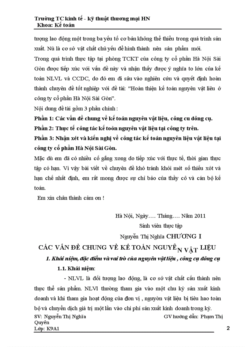 image for page Hoàn thiện kế toán nguyên vật liêu ở công ty cổ phần Hà Nội Sài Gũn