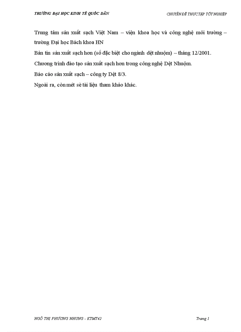 image for page Nghiên cứu áp dụng mô hình sản xuất sạch hơn cho việc giảm thiểu chất thải tại phân xưởng Nhuộm công ty Dệt 8 3