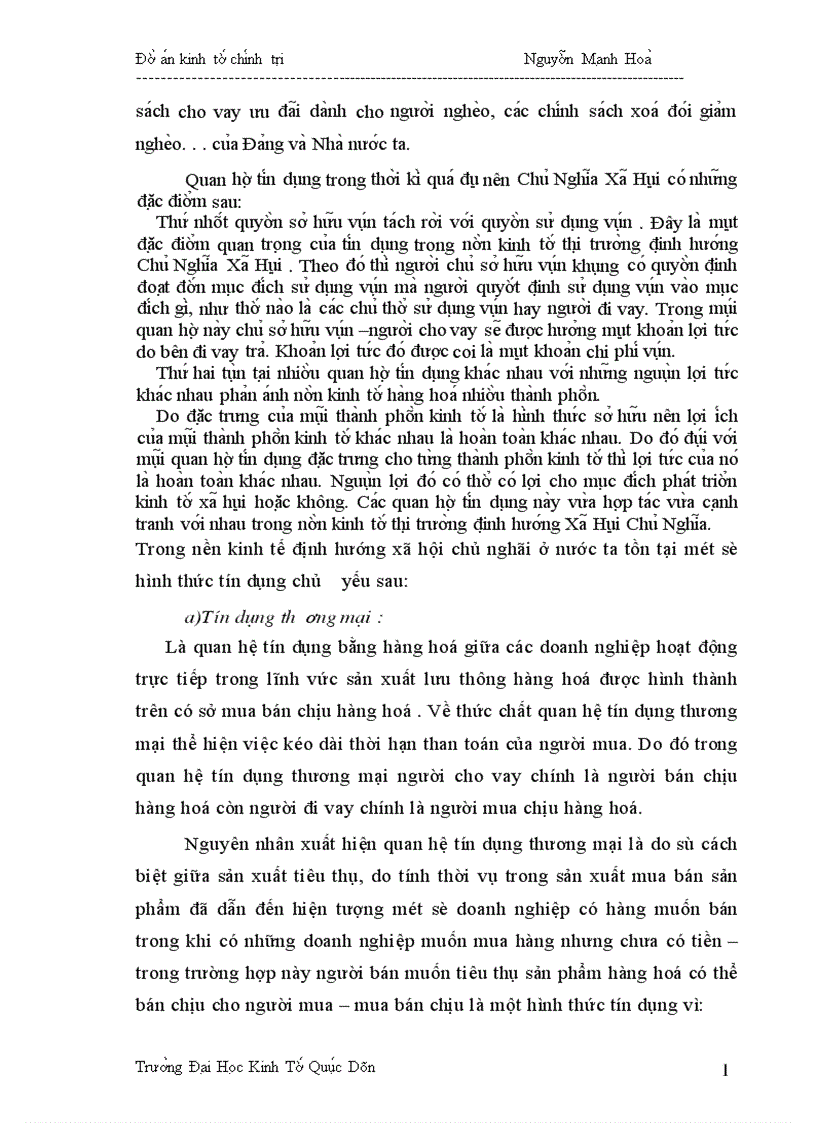 image for page Phân tích bản chất chức năng hình thức và vai trò của tín dụng trong nền kinh tế định hướng xã hội chủ nghĩa ở nước ta