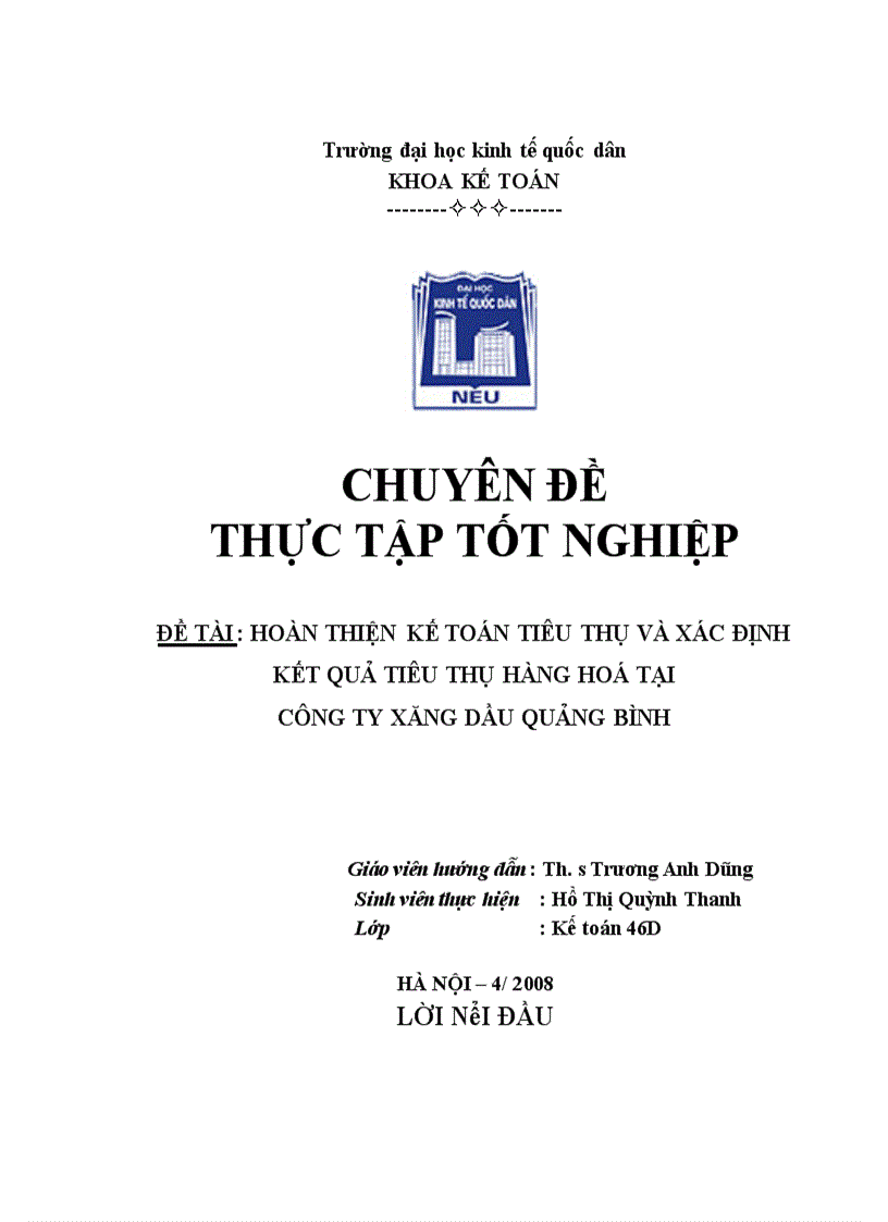 image for page Hoàn thiện kế toán tiêu thụ và xác định kết quả tiêu thụ hàng hoá tại Công ty Xăng dầu Quảng Bình 1