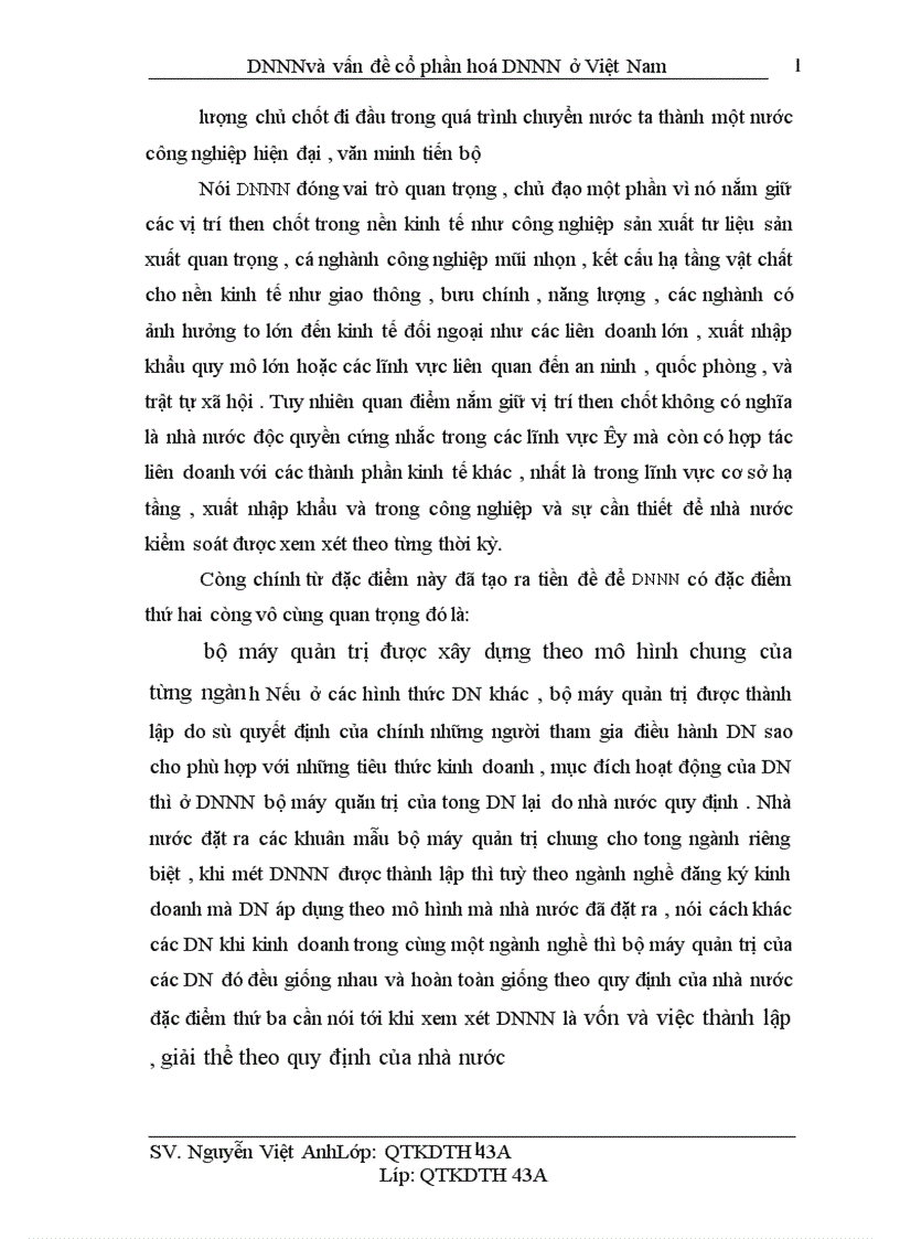 DNNN và vấn đề cổ phần hoá dnnn ở việt nam hiện nay