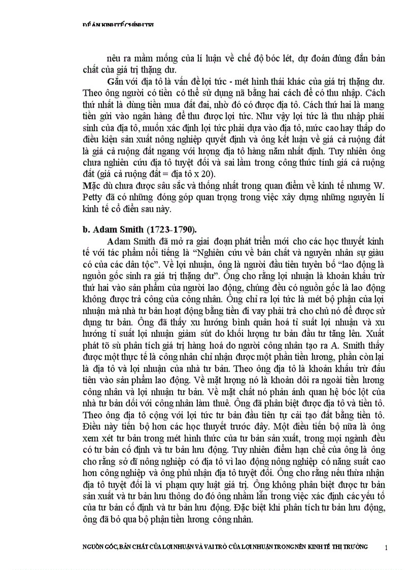 Nguồn gốc bản chất của lợi nhuận và vai trò của lợi nhuận trong nền kinh tế thị trường 1