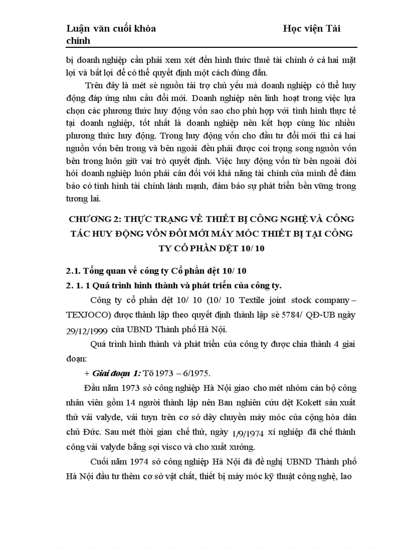 image for page Những giải pháp chủ yếu huy động vốn đổi mới thiết bị công nghệ tại Công ty Cổ phần dệt 10 10 1