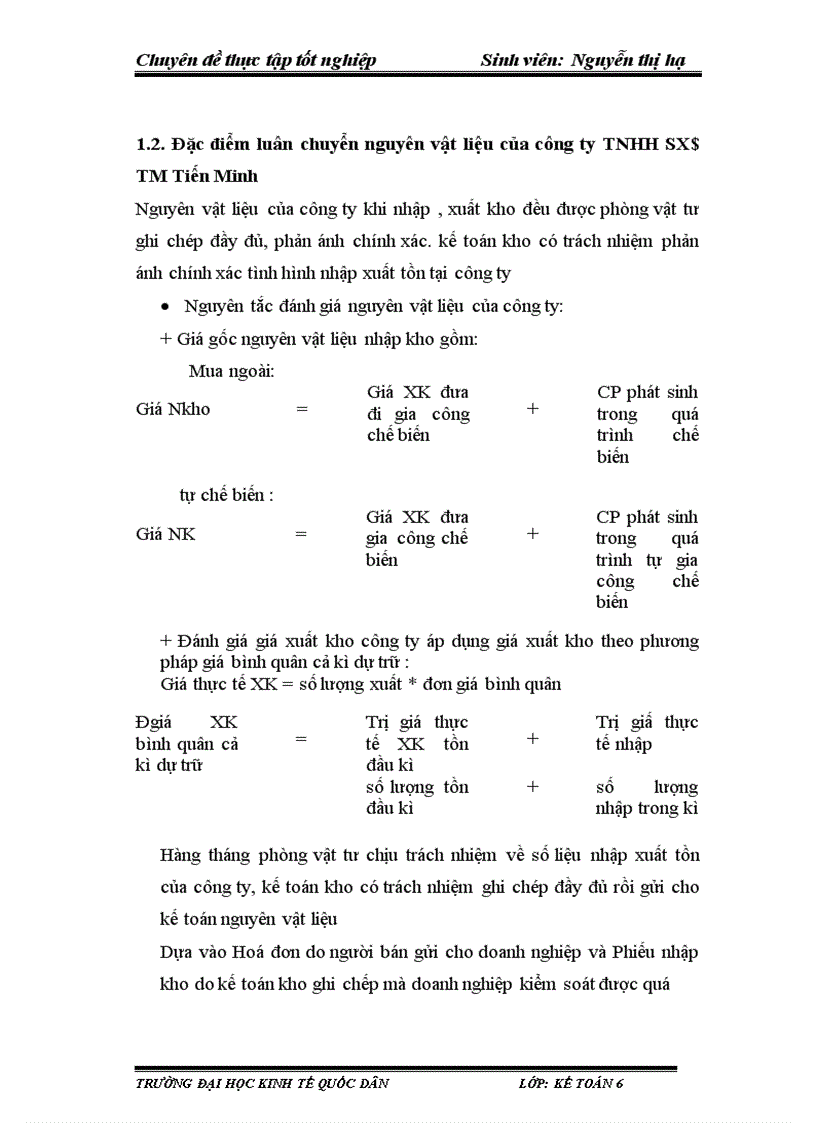 image for page Kế toỏn nguyờn vật liệu tại Cụng ty TNHH SX TM Một Thành Viên Tiến Minh