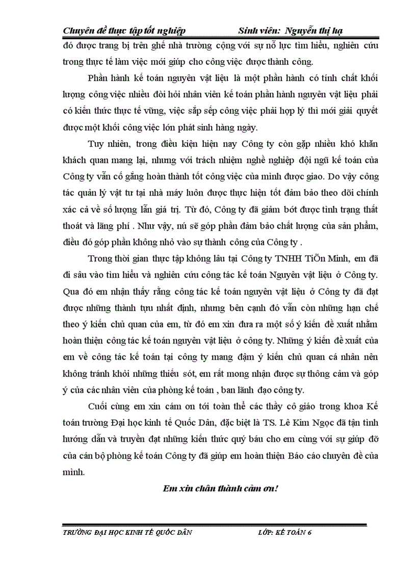 image for page Kế toỏn nguyờn vật liệu tại Cụng ty TNHH SX TM Một Thành Viên Tiến Minh