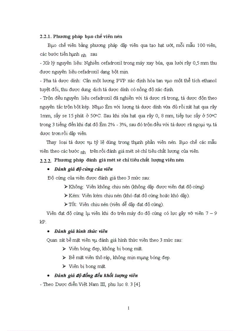 image for page Nghiên cứu bào chế viên nén cefadroxil giải phóng nhanh bằng phương pháp dập viên qua tạo hạt ướt