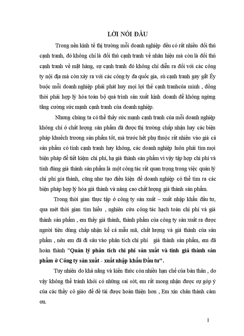 image for page Quản lý chi phí và tính giá thành sản phẩm ở Công ty Sản xuất Xuất nhập khẩu Đầu tư