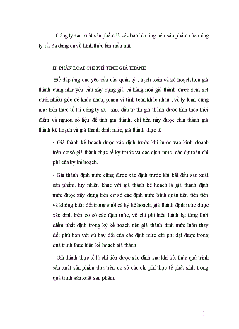 image for page Quản lý chi phí và tính giá thành sản phẩm ở Công ty Sản xuất Xuất nhập khẩu Đầu tư