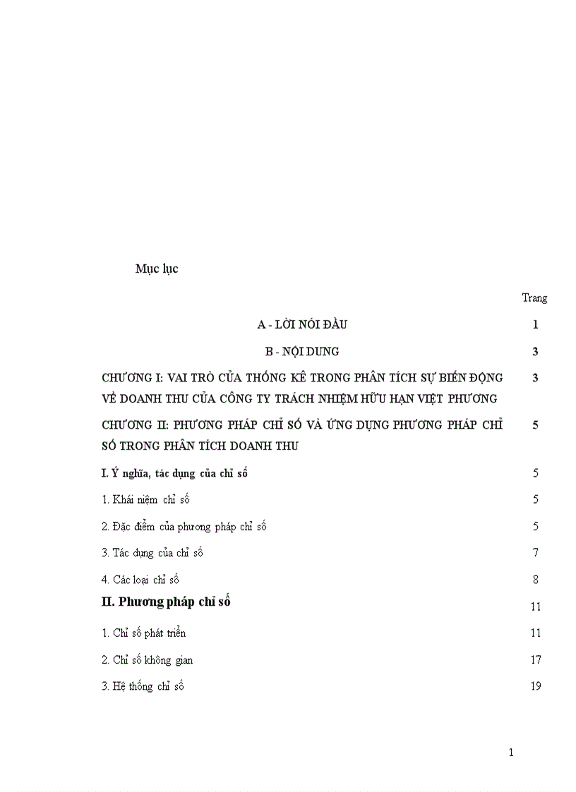 image for page Vận dụng phương pháp chỉ số để phân tích doanh thu của công ty trách nhiệm hữu hạn Việt Phương 1