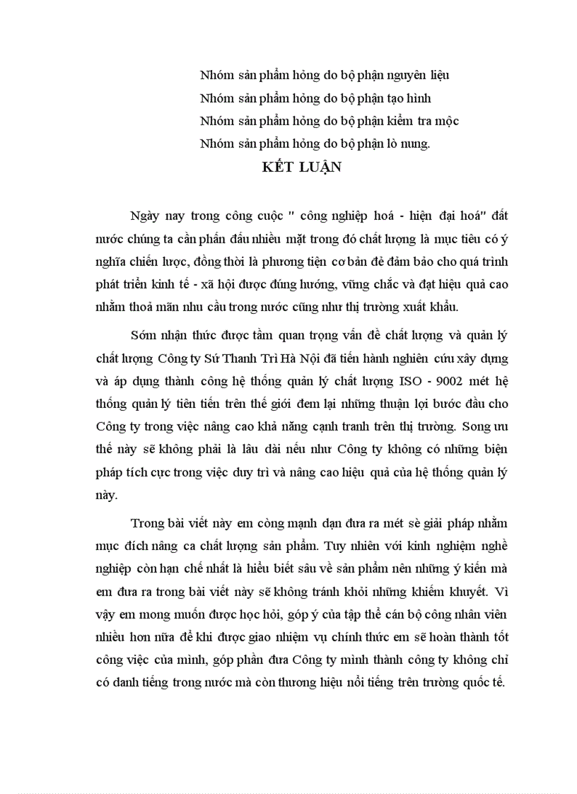 image for page một số ý kiến nhằm nâng cao chất lượng sản phẩm của Công ty sứ thanh trì Hà Nội Giáo viên hướng dẫn