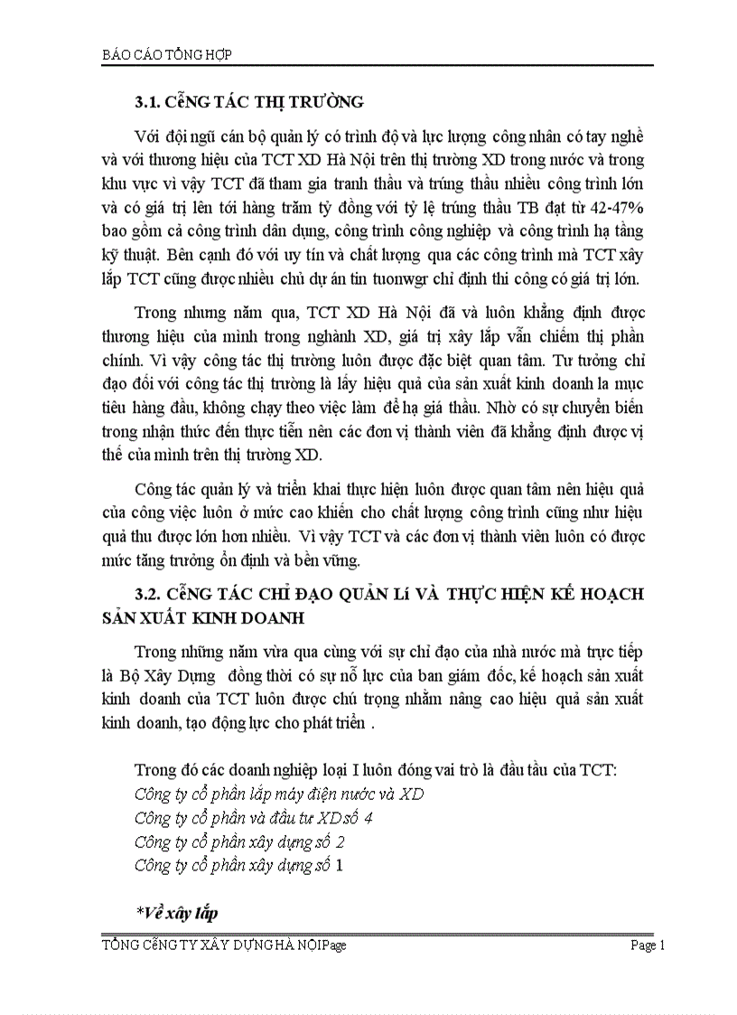 image for page Báo cáo tổng hợp về Tổng công ty xây dựng Hà Nội