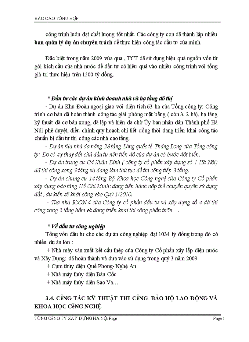 image for page Báo cáo tổng hợp về Tổng công ty xây dựng Hà Nội