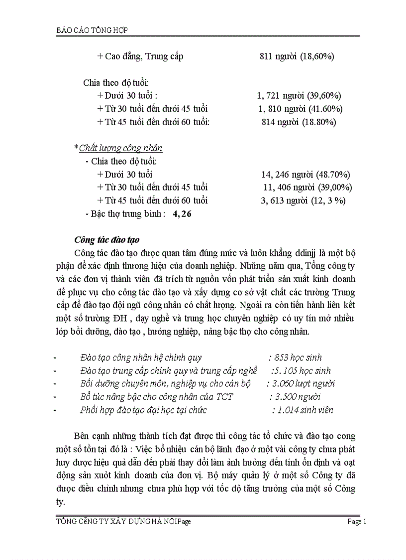 image for page Báo cáo tổng hợp về Tổng công ty xây dựng Hà Nội