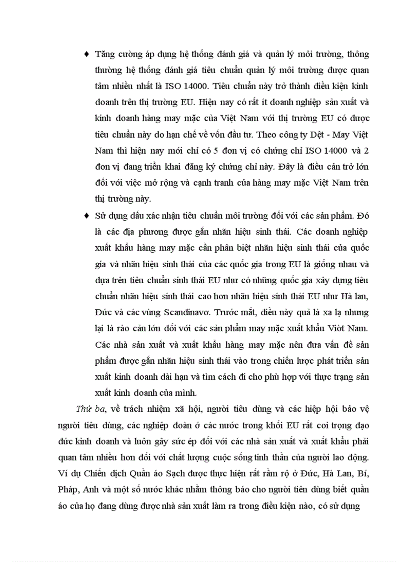 image for page Các rào cản môi trường đối với hàng dệt may xuất khẩu Việt Nam 1