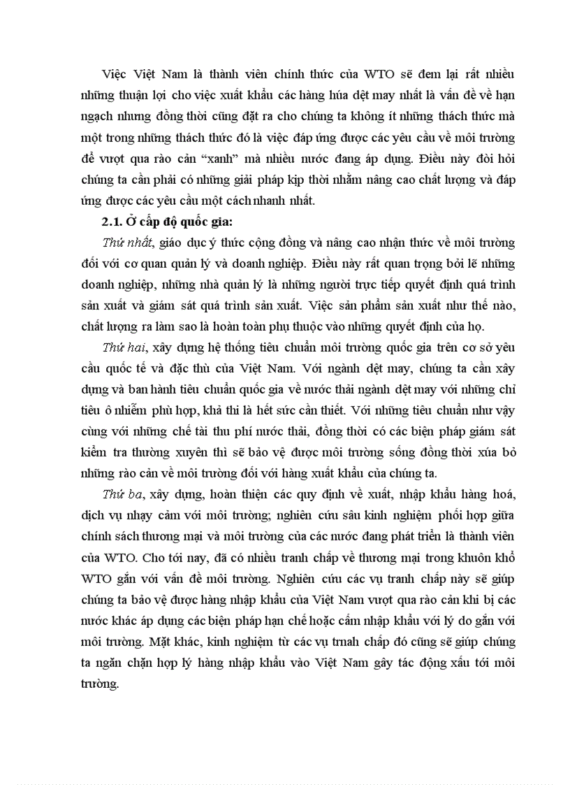 image for page Các rào cản môi trường đối với hàng dệt may xuất khẩu Việt Nam 1