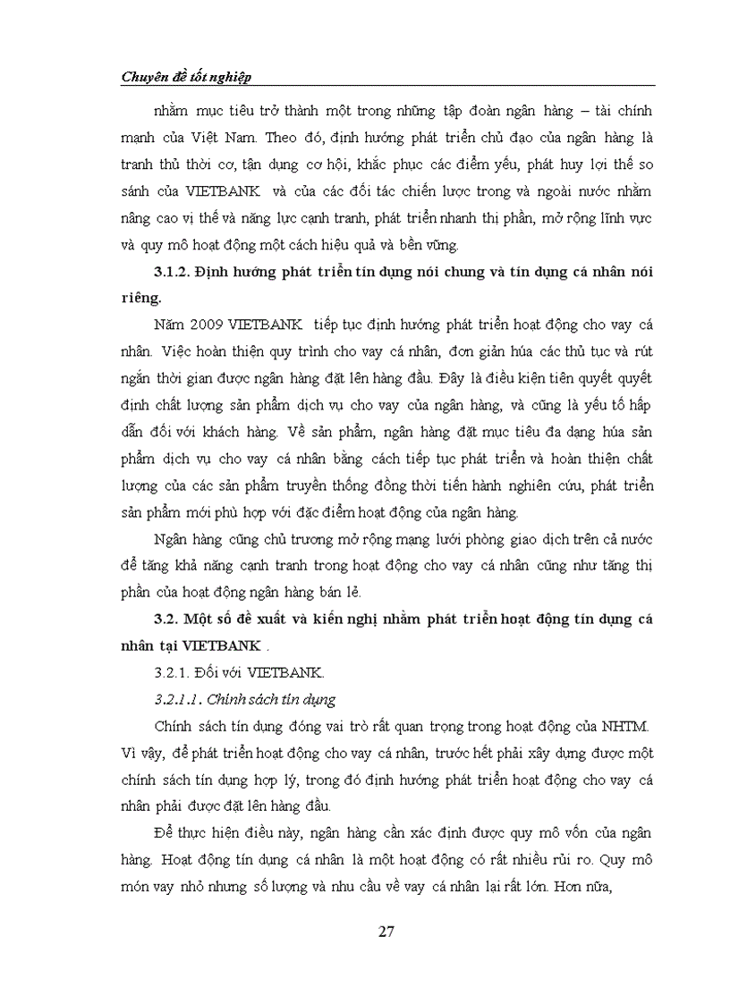 image for page Một số đề xuất nhằm phát triển hoạt động tín dụng cá nhân tại vietbank