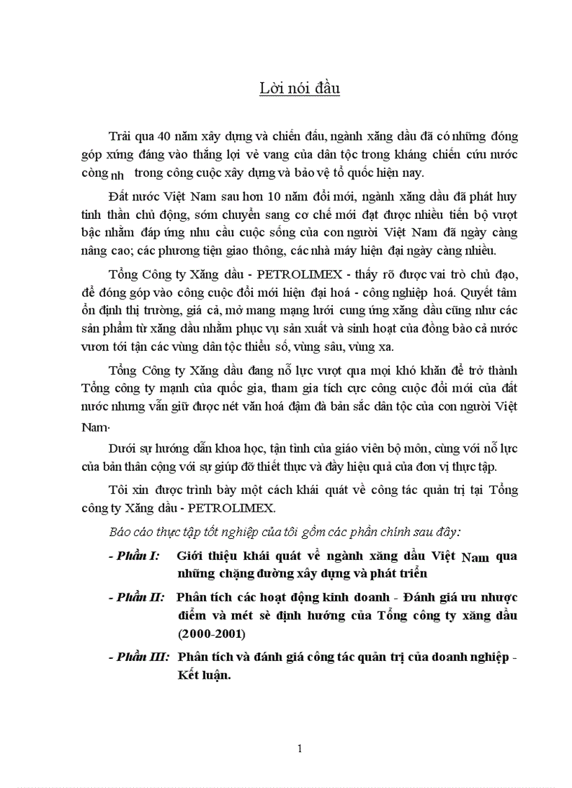 Phân tích các hoạt động kinh doanh Đánh giá ưu nhược điểm và một số định hướng của Tổng công ty xăng dầu 2000 2001