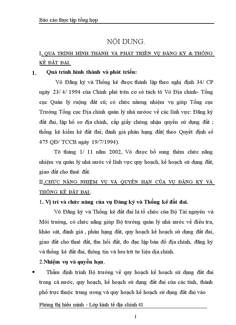 image for page Báo cáo thực tập tổng hợp của vụ Đăng ký Thống kê đất đai