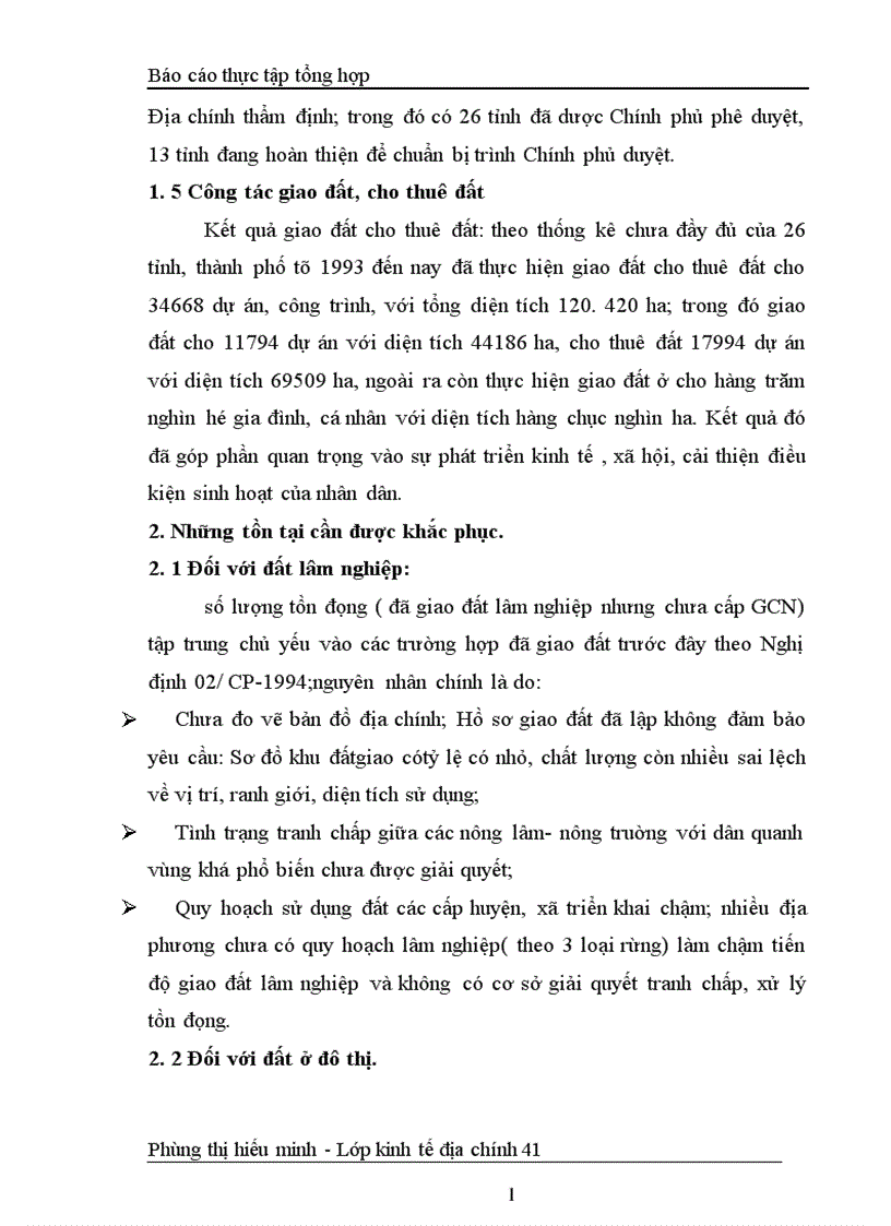 image for page Báo cáo thực tập tổng hợp của vụ Đăng ký Thống kê đất đai