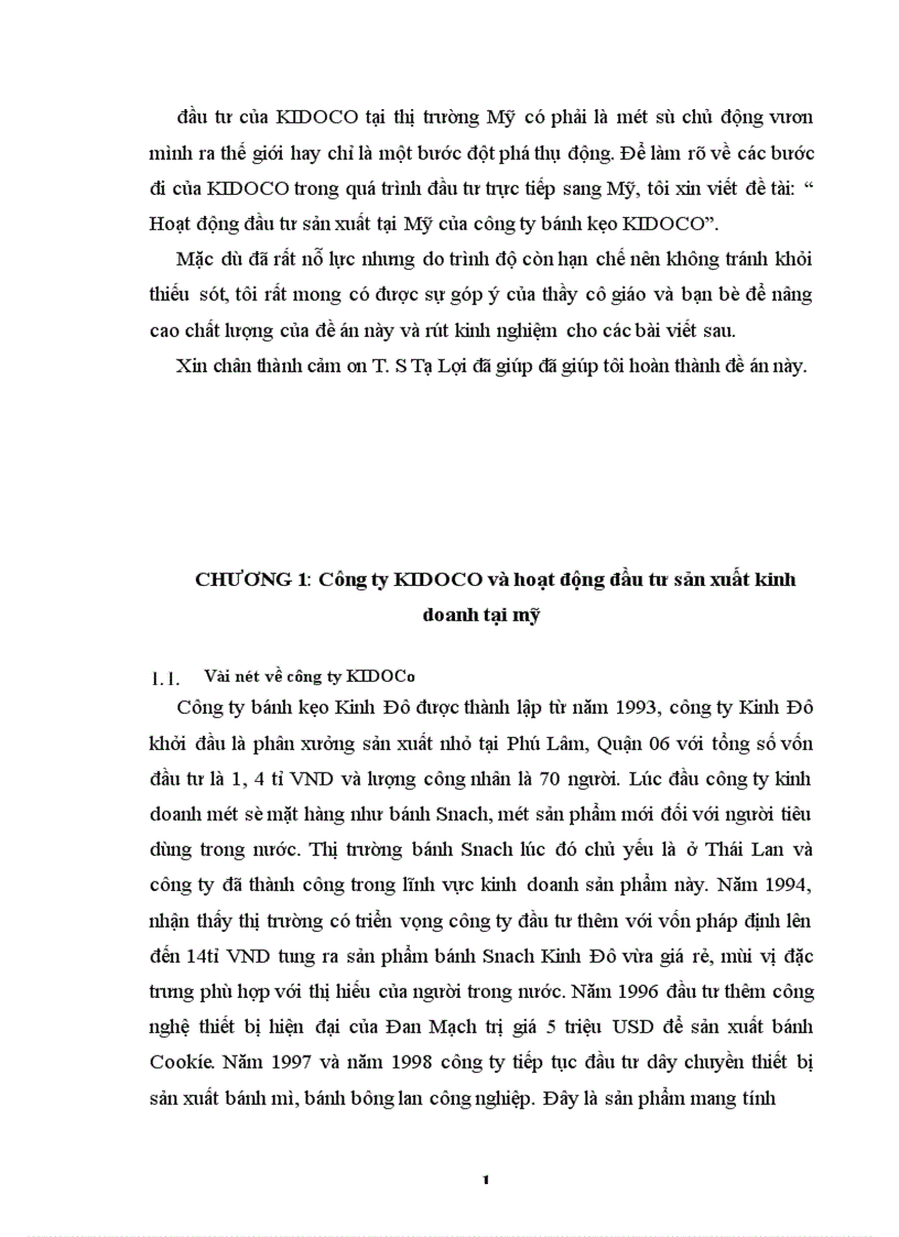 image for page Hoạt động đầu tư sản xuất kinh doanh tại mỹ của công ty bánh kẹo KIDOCO