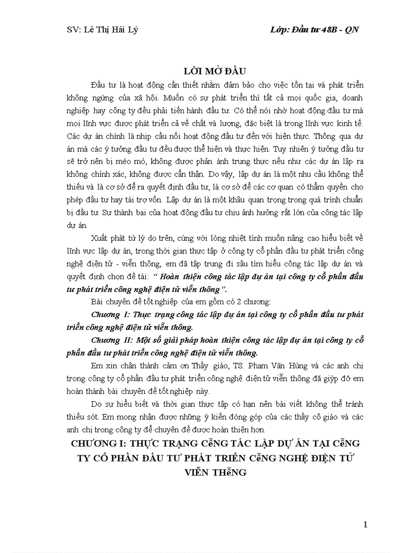 image for page Hoàn thiện công tác lập dự án tại công ty cổ phần đầu tư phát triển công nghệ điện tử viễn thông