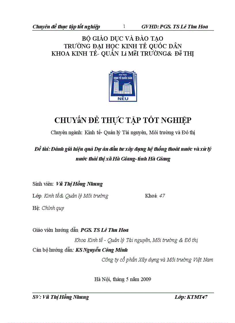 image for page Đánh giá hiệu quả Dự án đầu tư xây dựng Hệ thống thoát nước và xử lý nước thải Thị xã Hà Giang tỉnh Hà Giang