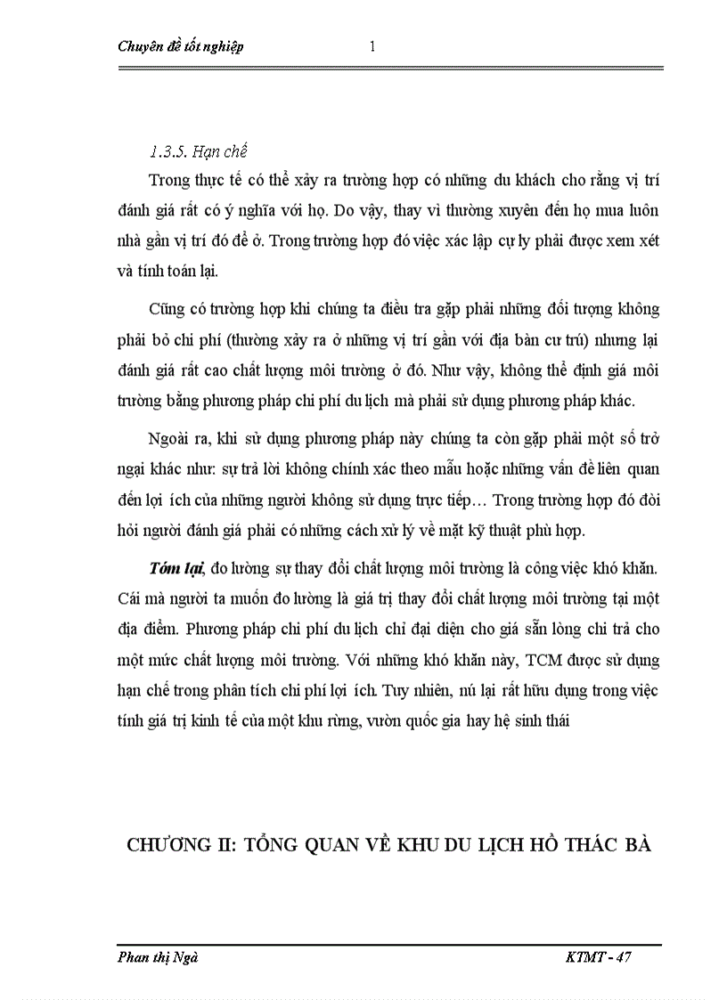 image for page Lượng giỏ giỏ trị cảnh quan khu du lịch hồ Thỏc Bà bằng phương phỏp chi phớ du lịch