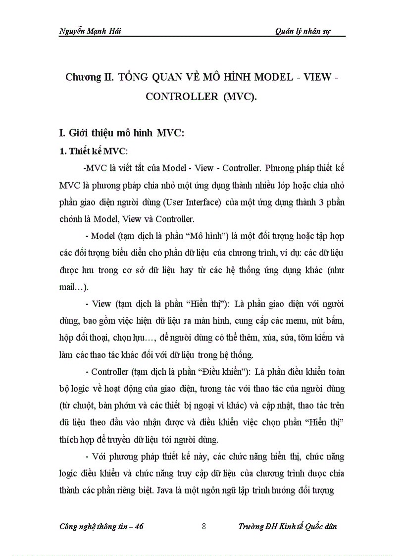 image for page Cấu trúc chương trình được áp dụng mô hình mvc