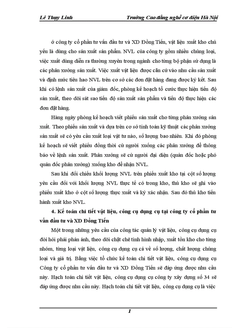 image for page Tổ chức công tác kế toán nguyên vật liệu công cụ dụng cụ ở công ty cổ phần tư vấn đầu tư và XD Đồng Tiến 1