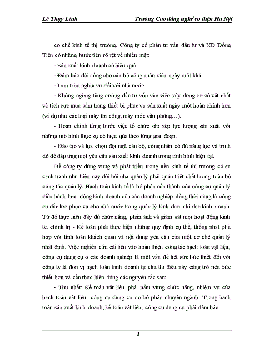 image for page Tổ chức công tác kế toán nguyên vật liệu công cụ dụng cụ ở công ty cổ phần tư vấn đầu tư và XD Đồng Tiến 1
