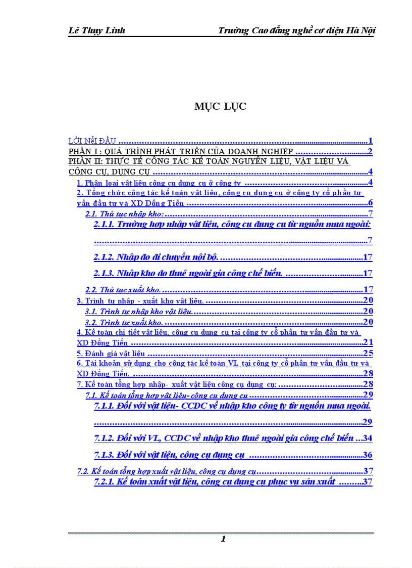 image for page Tổ chức công tác kế toán nguyên vật liệu công cụ dụng cụ ở công ty cổ phần tư vấn đầu tư và XD Đồng Tiến 1