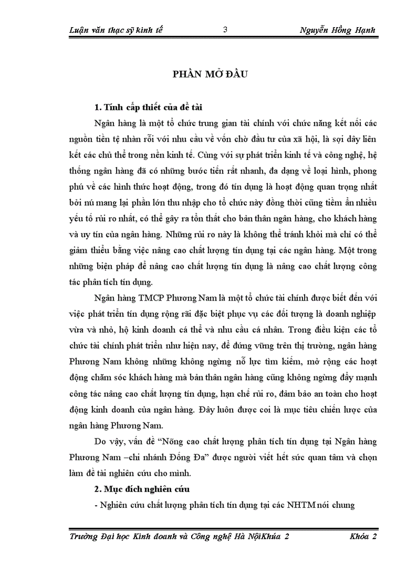 image for page Nâng cao chất lượng phân tích tín dụng tại Ngân hàng Phương Nam chi nhánh Đống Đa