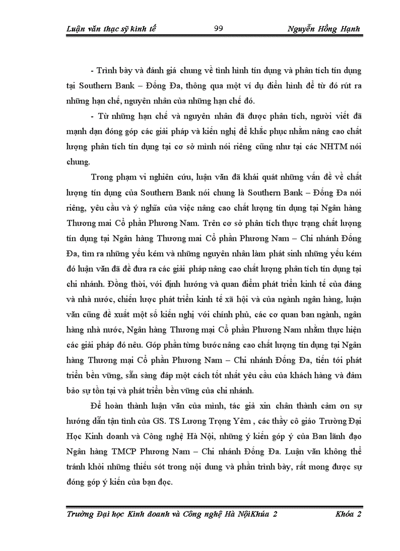 image for page Nâng cao chất lượng phân tích tín dụng tại Ngân hàng Phương Nam chi nhánh Đống Đa