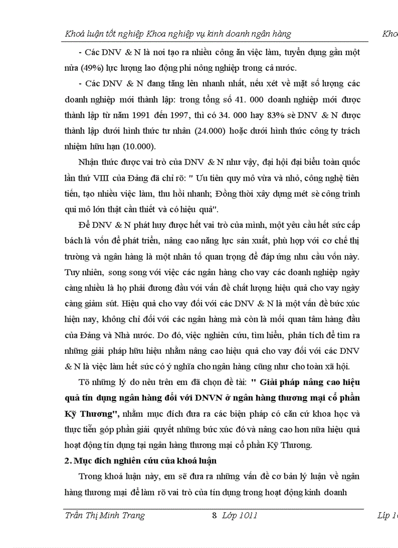 image for page Giải pháp nâng cao hiệu quả tín dụng ngân hàng đối với DNVN ở ngân hàng thương mại cổ phần Kỹ Thương