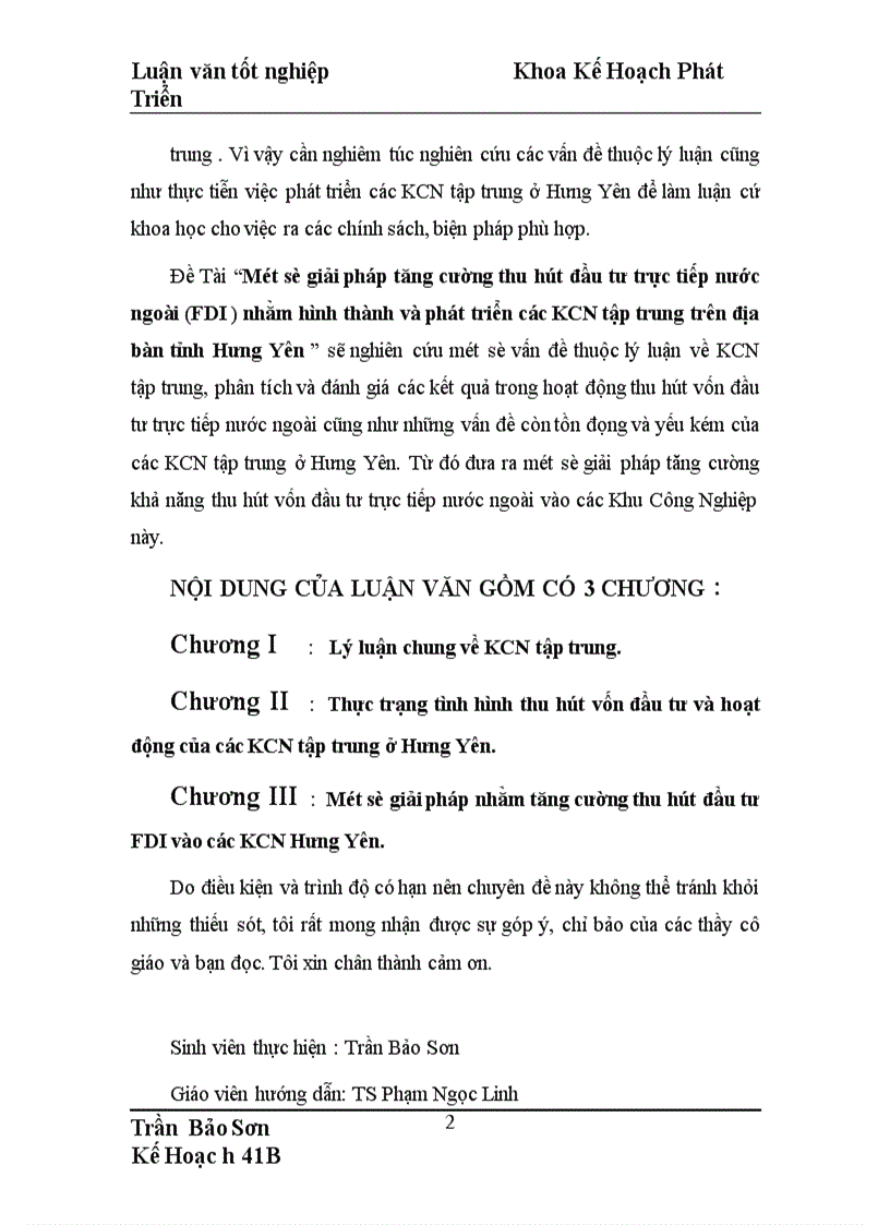 Một số giải pháp tăng cường thu hút đầu tư trực tiếp nước ngoài FDI nhằm hình thành và phát triển các KCN tập trung trên địa bàn tỉnh Hưng Yên 1