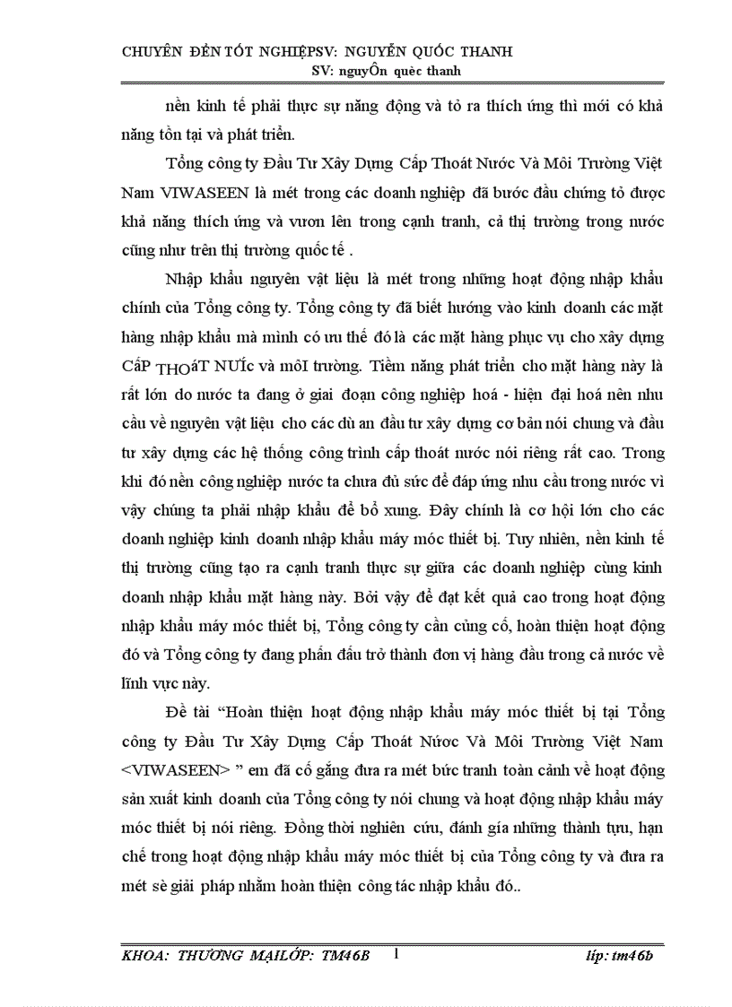 image for page Hoàn thiện hoạt động nhập khẩu máy móc thiết bị tại Tổng công ty đầu tư xây dựng cấp thoát nước và môi trường Việt Nam VIWASEEN